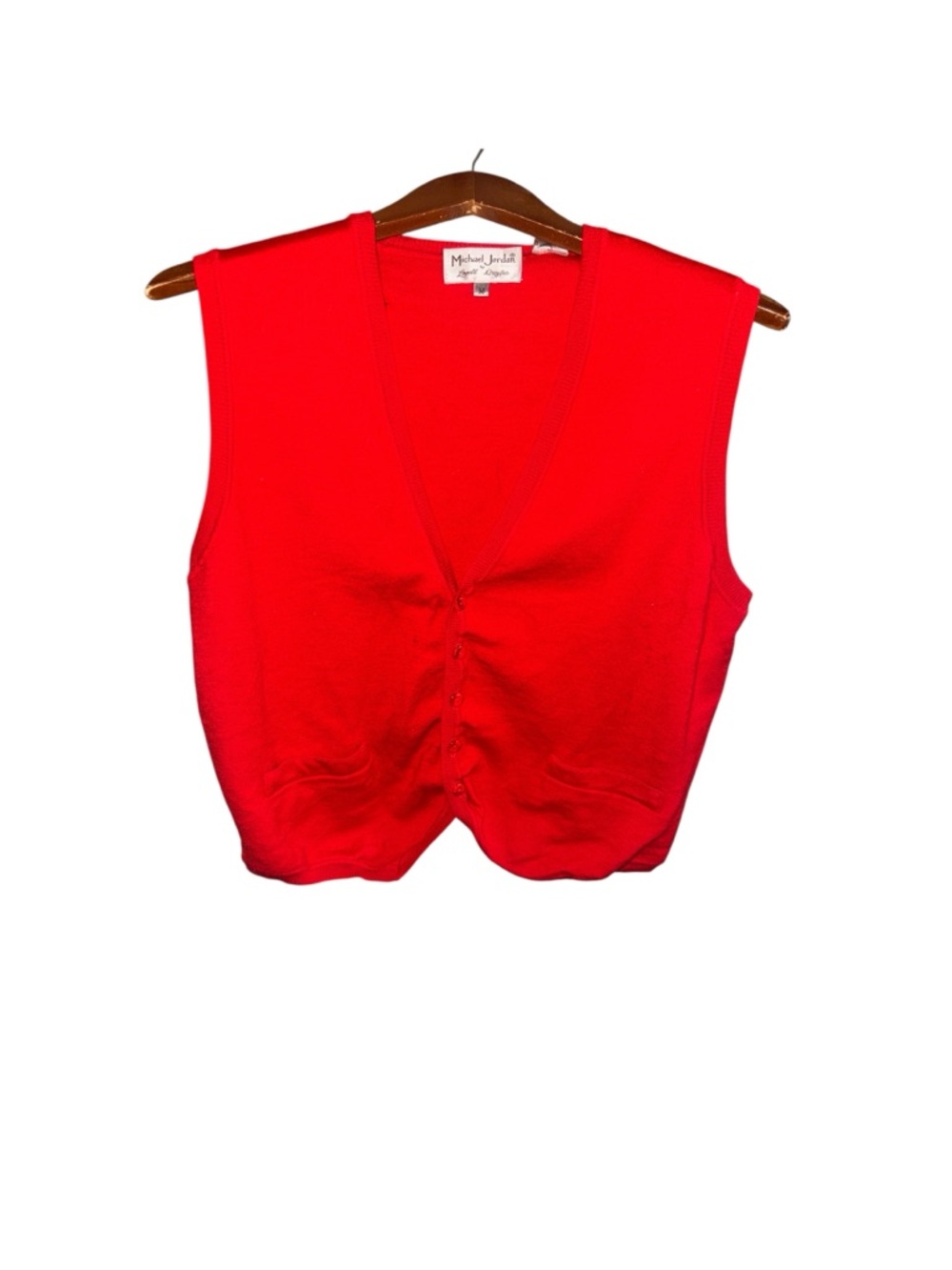Vintage Michael Jordan by Lowell Dreyfus Red Button-Front Medium Sweater Vest